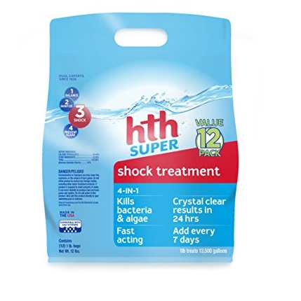 hth Pool Shock Super Shock Treatment 4-in-1 12 count (52016), Only $25.38, free shipping