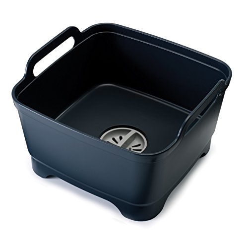 Joseph Joseph 85056 Wash & Drain Wash Basin Dishpan with Draining Plug Carry Handles 12.4-in x 12.2-in x 7.5-in, Grey, Only $11.96。