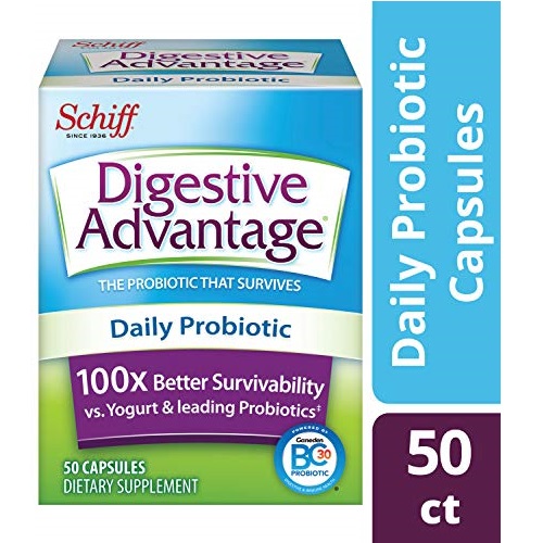 Daily Probiotic Capsule - Digestive Advantage 50 Capsules, Survives 100x Better than regular 50 billion CFU, Lessens Bloating, Calcium, Promotes Digestive Health and Gut Flora, Only $12.22