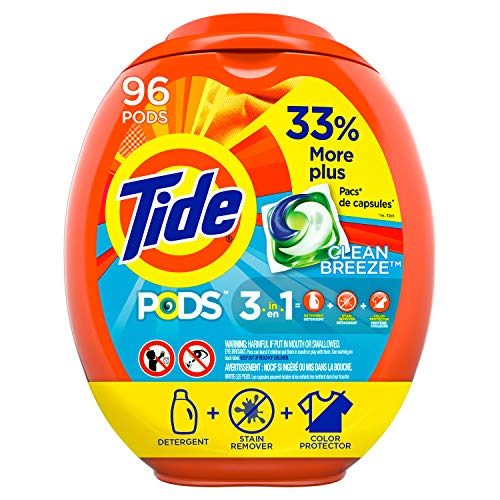 Tide PODS Liquid Laundry Detergent Pacs, Clean Breeze, 96 Count - Packaging May Vary, Only $20.89, free shipping after using SS