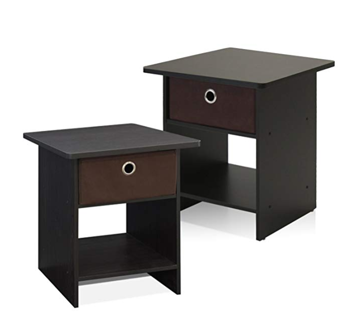 Furinno 2-10004EX Home Living Storage Shelf with Bin Drawer, 2-Pack, Espresso/Brown only $27.22