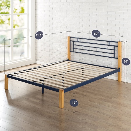 Zinus Taylan Metal and Wood Platform Bed / Mattress Foundation / Wood Slat Support, Queen, Only $127.20, free shipping