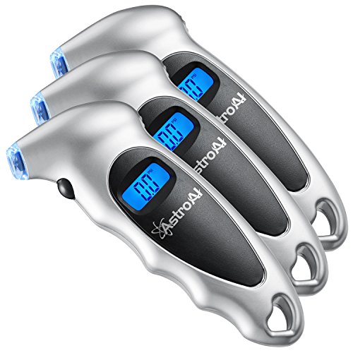 AstroAI ATG150 3 Pack Digital Tire Pressure Gauge 150 PSI 4 Settings for Car Truck Bicycle with Backlit LCD and Non-Slip Grip, Silver, Only $18.99