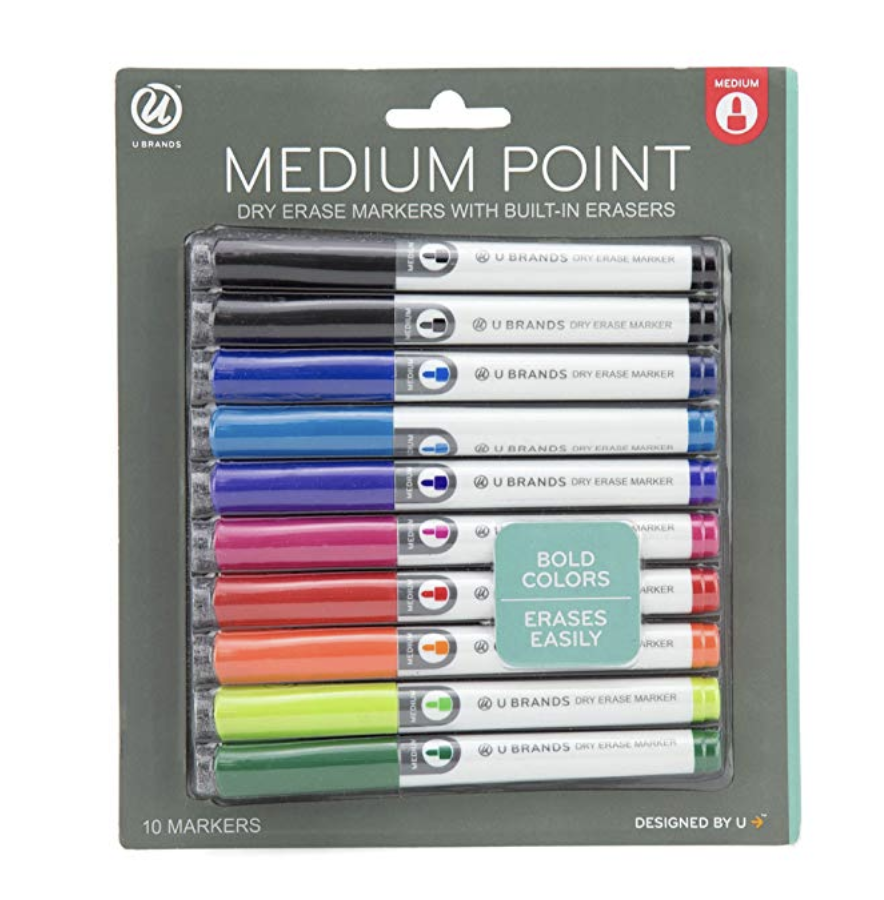 U Brands Low Odor Dry Erase Markers, Medium Point, Assorted Colors, 10-Count, Only $4.83, You Save $1.37(22%)