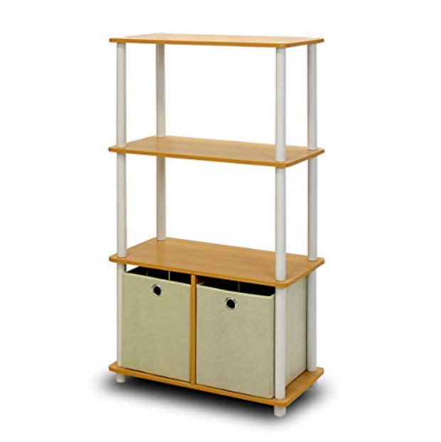 Furinno NW889BE/WH Go Green 4-Tier Multipurpose Storage Rack w/Bins, Beech/White $26.00，free shipping