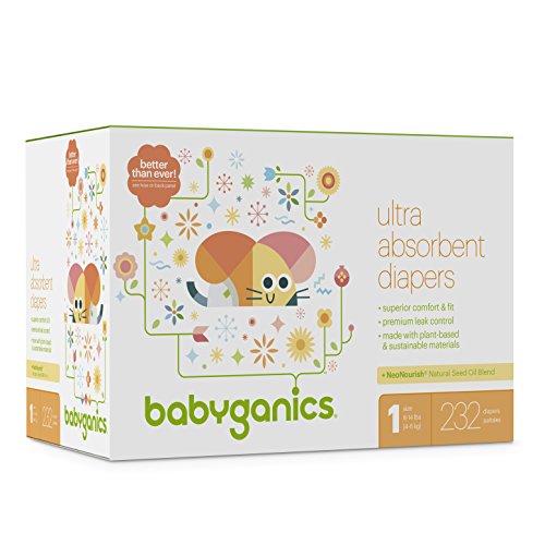 Babyganics Ultra Absorbent Diapers, Size 1, 232 Count, Only $30.68, free shipping after clipping coupon and using SS