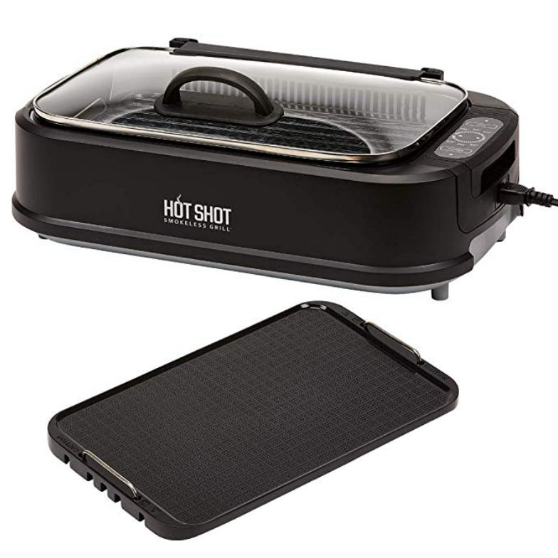 Hot Shot Indoor Electric Smokeless Grill – Indoor / Outdoor Use | Electric, Compact & Portable Grilling | Grill Grate and Griddle Plate - Removable | Kitchen Tabletop $79.99，free shipping