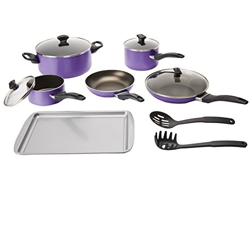 Farberware Dishwasher Safe Nonstick Aluminum 15-Piece Cookware Set, Purple, Only $39.99, free shipping