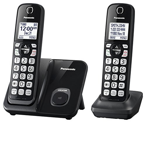 Panasonic Expandable Cordless Phone System with Call Block and High Contrast Displays and Keypads - 2 Cordless Handsets - KX-TGD512B (Black), Only $40.00, free shipping