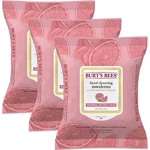 Burt's Bees Facial Cleansing Towelette Wipes for Normal to Oily Skin with Pink Grapefruit, 30 Count, Pack of 3, Only$8.52, free shipping after using SS