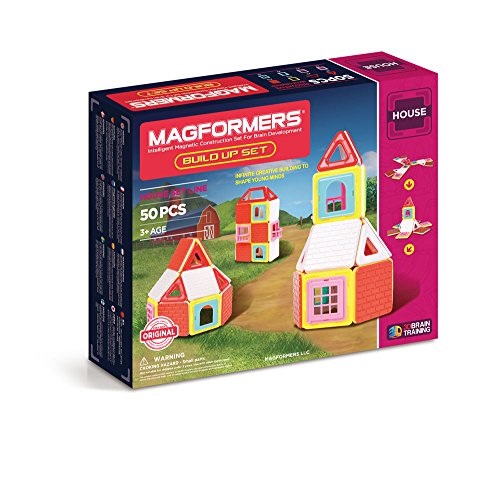 Magformers Build Up (50 Piece) Set Magnetic Building Blocks, Educational  Magnetic Tiles Kit , Magnetic Construction  STEM Toy Set includes brick accessories, Only $29.99, You Save $30.00(50%)