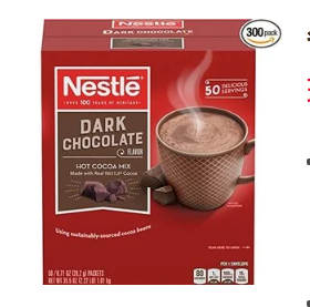 雀巢黑巧克力味热可可粉 超值分享装300包，原价$57.83, 现仅售$43.37，免运费！