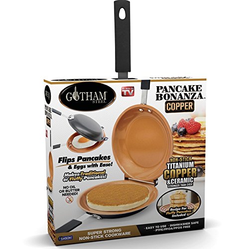 Gotham Steel Bonanza Nonstick Copper Double Pan – Easy Delicious Perfect Fluffy Pancakes Every Time with Absolutely No Clean Up, As Seen on TV, Large,, Only $15.99