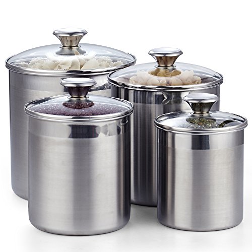 超赞！史低价！Cooks Standard 不锈钢 储存罐，4个，原价$69.99，现仅售$32.23，免运费！
