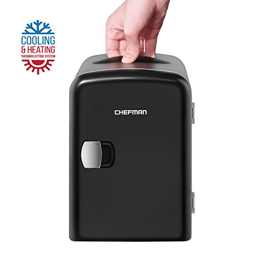 Chefman Mini Portable Compact Personal Fridge, Cools & Heats, 4 Liter Capacity, Chills 6 12oz cans, Includes Plugs for Home Outlet & 12V Car Charger , Only $33.24, free shipping