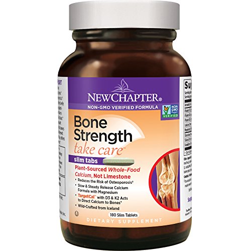 New Chapter Calcium Supplement with Vitamin K2 + D3 - Bone Strength Clinical Strength Plant Calcium with Vitamin D3 + Magnesium  - 180 ct Slim Tabs, Only $33.48