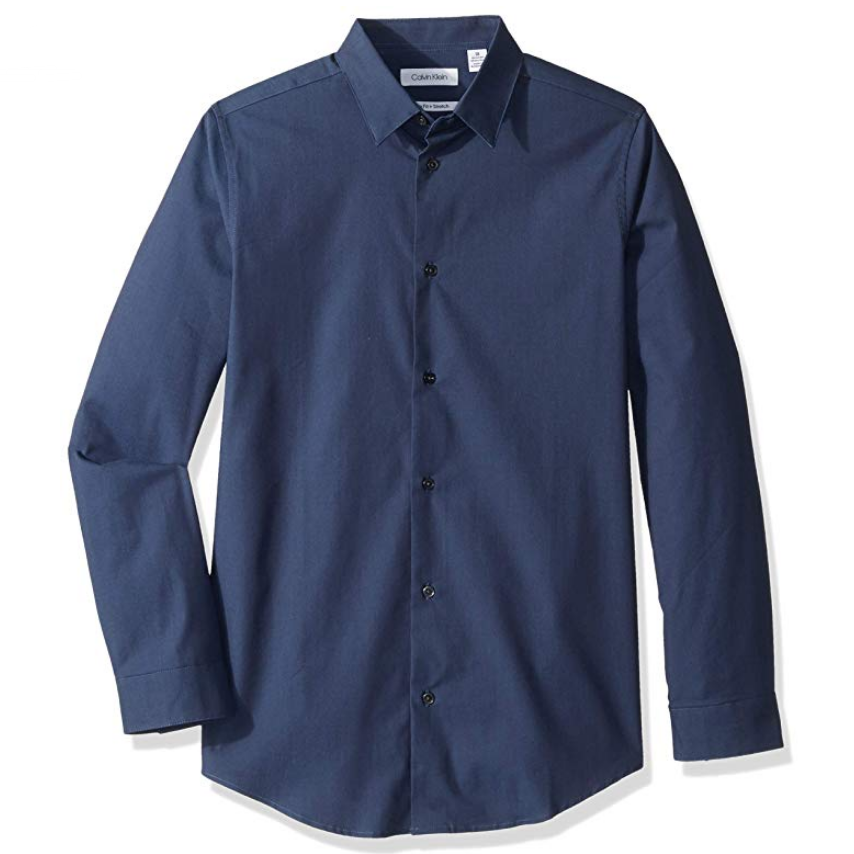 Calvin Klein Boys' Long Sleeve Solid Button-down Dress Shirt $9.93