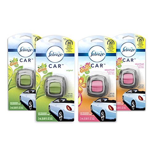 Febreze Car Air Freshener, 2 Gain Original and 2 Gain Island Fresh scents (4 Count.06 fl oz), Only $7.73, free shipping after clipping coupon and using SS