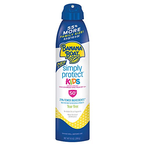 Banana Boat Simply Protect Sunscreen Lotion Spray for Kids, SPF 50+, Tear Free, 25% Fewer Ingredients, 9.5 Ounce Family Size, Only $8.49