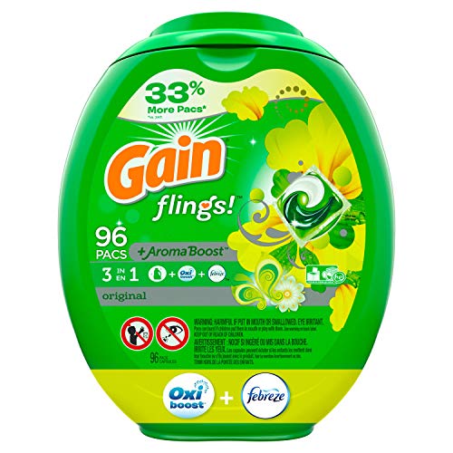 Gain flings! Laundry Detergent Pacs Plus Aroma Boost, Original Scent, HE Compatible, 96 Count (Packaging May Vary), Only $16.08, free shipping after clipping coupon and using SS