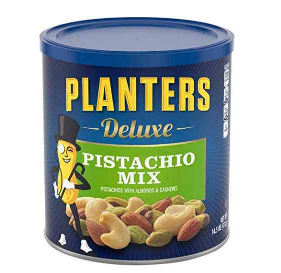 PLANTERS Deluxe Pistachio Mix, 14.5 oz. Resealable Container | Variety Mixed Nuts with Pistachios, Almonds & Cashews | Shareable Snack & Great Source of Energy | Kosher, Only $9.02