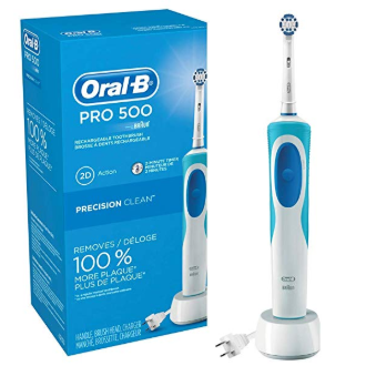 Oral-B Pro 500 Electric Power Rechargeable Toothbrush with Automatic Timer and Precision Clean Brush Head, Powered by Braun $19.99