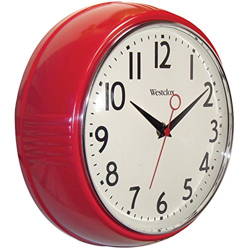 Westclox 32042R Retro 1950 Kitchen Wall Clock, 9.5-Inch, Red, Only $5.99, You Save $9.00(60%)