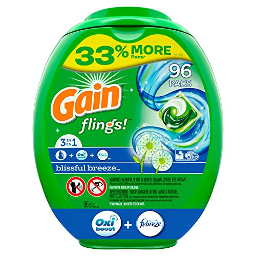 Gain flings! Liquid Laundry Detergent Pacs, Blissful Breeze, 96 Count, Only $16.08, free shipping after clipping coupon and using SS