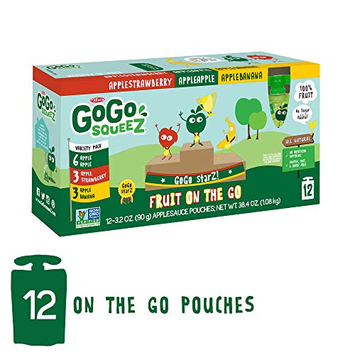 GoGo Squeez　即食苹果/香蕉/草莓 果泥/果酱， 3.2 oz/装，共12袋，原价$7.49，现仅售$5.68，免运费