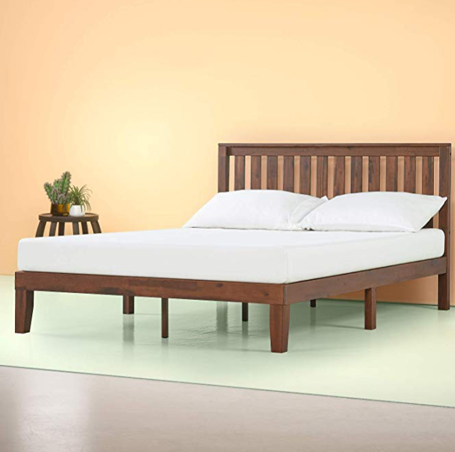 Zinus 12 Inch Solid Wood Platform Bed with Headboard/No Box Spring Needed/Wood Slat Support/Antique Espresso Finish, Queen only $207.62