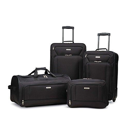 American Tourister Fieldbrook XLT Softside Upright Luggage, Black, 4-Piece Set (BB/DF/21/25), Only $80.00