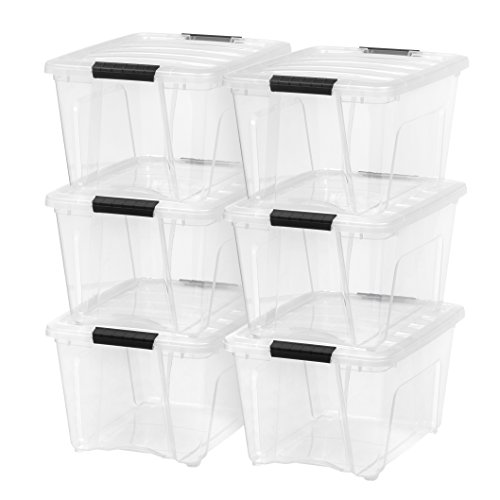 IRIS 透明塑料 收纳箱，6个，每个容量 31.75 夸脱，原价$54.99，现仅售$40.49，免运费！