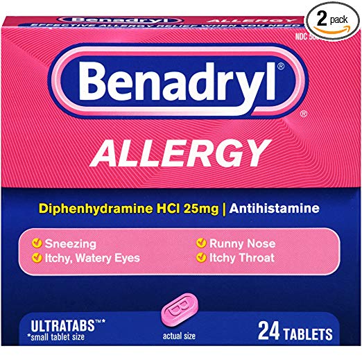 Benadryl 抗过敏药 25mg，24粒/盒，共2盒，原价$15.18，现仅售$7.51