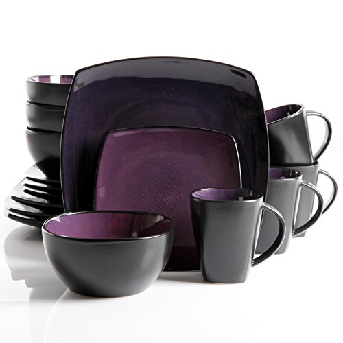 史低價！ Gibson 紫黑色陶瓷餐具16件套，原價$79.99，現僅售$29.88，免運費！