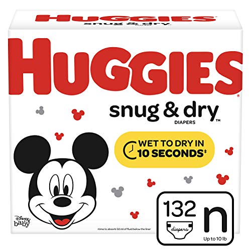 Huggies Snug & Dry Baby Diapers, Size Newborn (fits up to 10 lb.), 132 Count, Giga Jr Pack (Packaging May Vary), Only $12.59, free shipping after clipping coupon and using SS