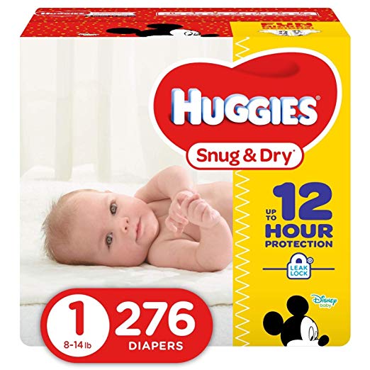 HUGGIES Snug & Dry Diapers, Size 1, 276 Count (Packaging May Vary)  fo$19.39 free shipping