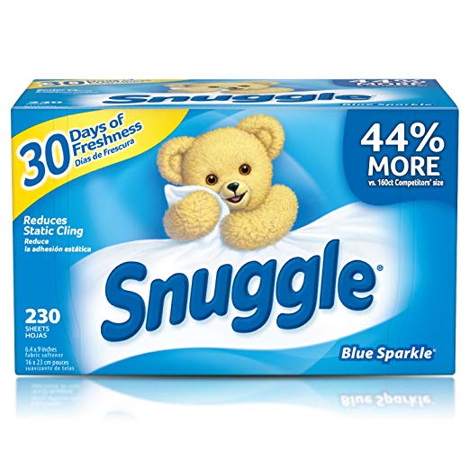 Snuggle Fabric Softener 清香烘干纸，230张/盒。购买2盒，点击coupon后仅售$11.88，免运费！