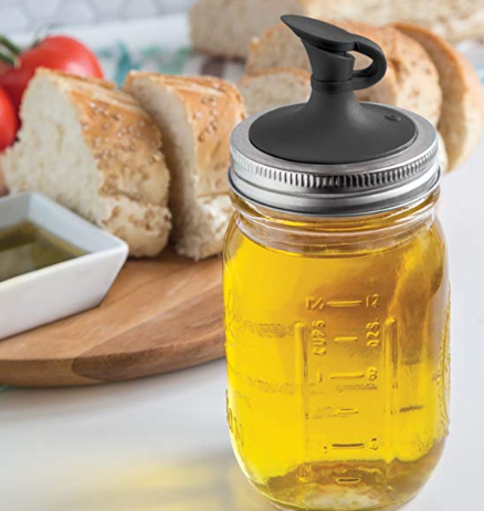 arware 82649 Black Plastic Oil Cruet for Regular Mouth Jars, 2.64 x 2.64 x 1.97 inches, only $2.99