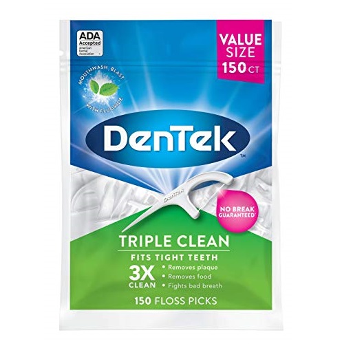 DenTek Triple Clean Floss Picks | No Break Guarantee | 150 Count, Only $3.32, free shipping after using SS