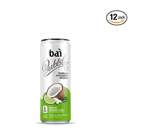 Bai Bubbles, Sparkling Water, Waikiki Coconut Lime, Antioxidant Infused Drinks, 11.5 Fl. Oz Cans, 12 count only $12.98