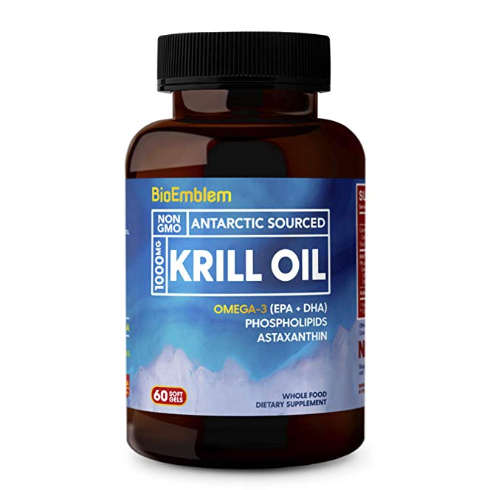 BioEmblem Antarctic Krill Oil Supplement | 1000mg | Omega-3 Oil with High Levels of EPA + DHA, Astaxanthin, and Phospholipids |60-Count Non-GMO Softgels, Only $14.29 via code : 1SALEKRILL