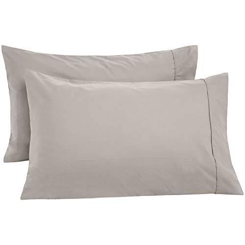 AmazonBasics Ultra-Soft Pillowcases- Breathable, Easy to Wash - Set of 2, Dove Grey, King, Only $3.99