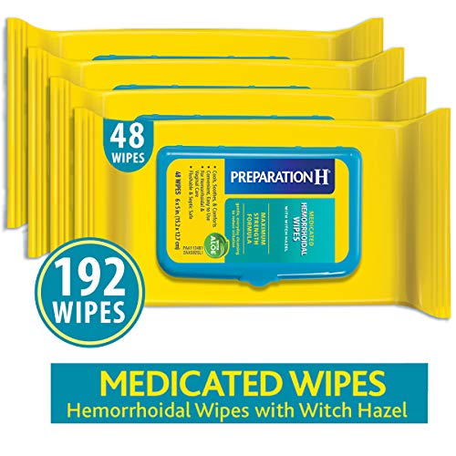 Preparation H Flushable Medicated Hemorrhoid Wipes, Maximum Strength Relief with Witch Hazel and Aloe, Pouch (4 x 48 Count, 192 Count), Only $11.29