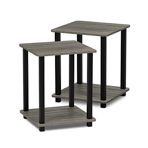 Furinno 12127GYW/BK Turn-S-Tube End Table 2-Pack, French Oak Grey/Black, Only $25.00, free shipping