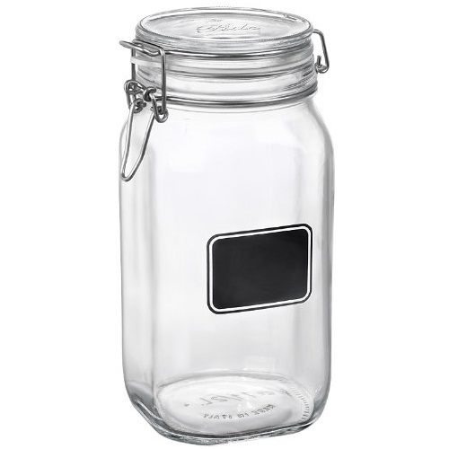 Bormioli Rocco Fido Square Clear Jar with Chalkboard, 50-3/4-Ounce, Only $5.95