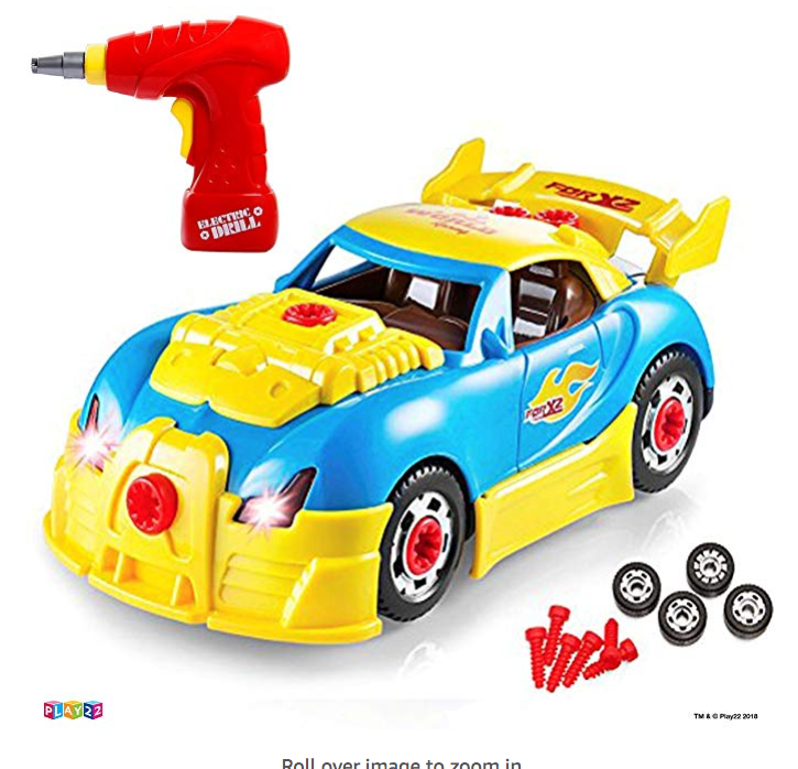 可拆卸組裝！帶聲光電的玩具賽車，30個零件，原價$45.99, 現僅售 $15.99