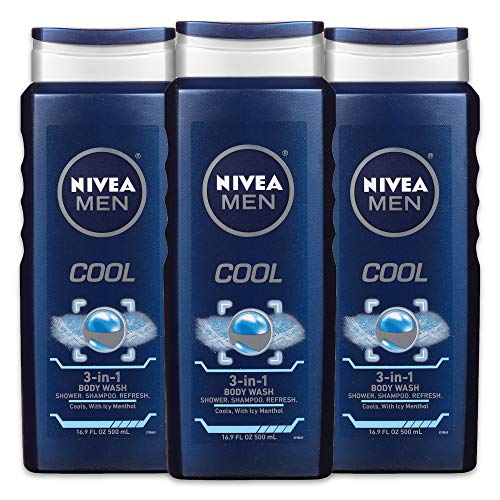 NIVEA Men Cool 3-in-1 Body Wash - Shower, Shampoo, and Refresh With Cooling Icy Menthol - 16.9 fl. oz. Bottle (Pack of 3), Only $7.98, free shipping after using SS