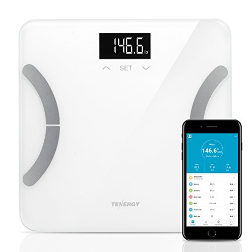 Tenergy Vitalis Body Fat Scale Digital Weight Bluetooth Connected APP Scale, High Precision BMI Scale with Large Easy Read Backlit LCD, Body Scale, Max Weight 400 Pounds (iOS/Android), Only $19.99