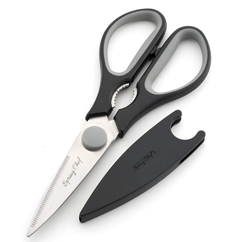 Kitchen Shears with Blade Cover, Stainless Steel Scissors for Herbs, Chicken, Meat & Vegetables, Black $6.79