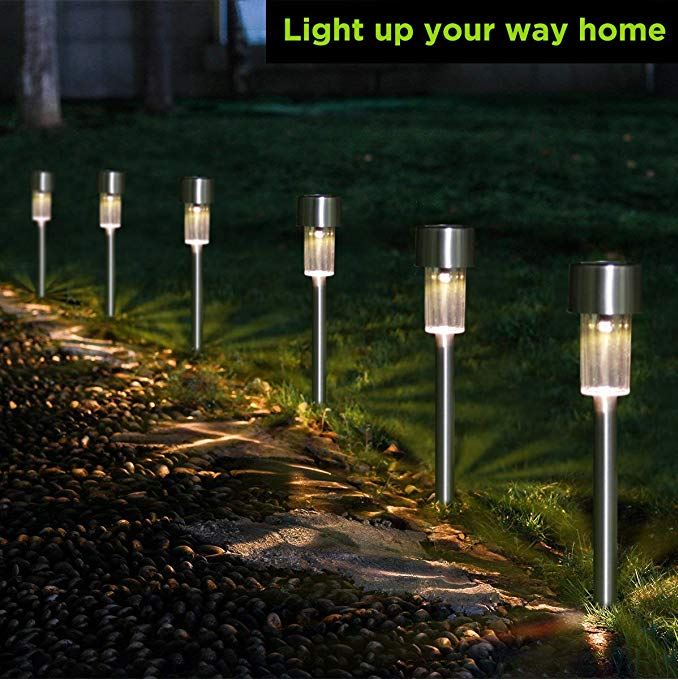 Westinghouse Solar Path Light LED Landscape Light Warm White Stainless Steel Solar Lights Outdoor Waterproof for Lawn,Garden,Patio,Walkway,Driveway (10-Pack)